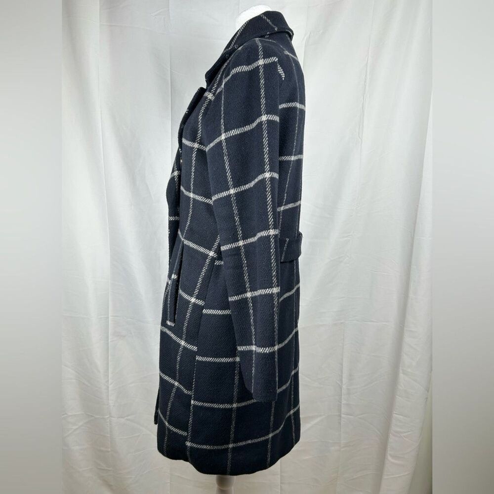 Elodie Trench Coat Womens Small Navy White Plaid Double Breasted Coat Jacket - Picture 6 of 9